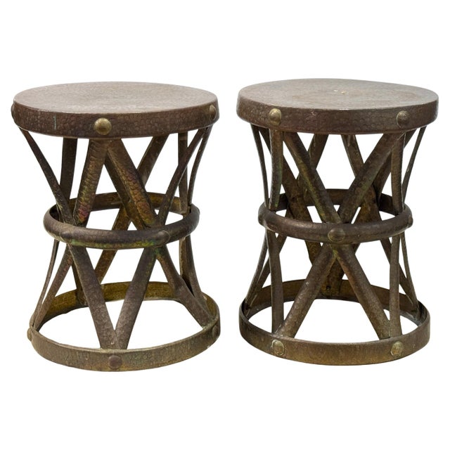 Mid-Century Modern Pair of Mid-Century Modern Brass “X” Stools, by Sarreid, Spain, Circa 1960s For Sale - Image 3 of 18