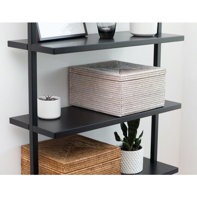 Artifacts Rattan Flat File Organizer Storage Box with Lid in White Wash