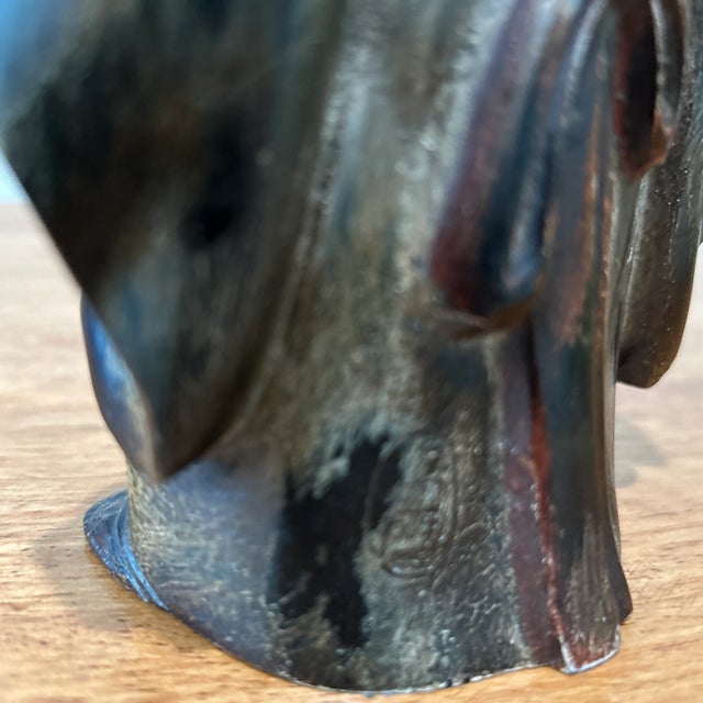 Vintage Japanese Bronze Sculpture of Young Monk Artist Signed Stamp Original For Sale - Image 12 of 13