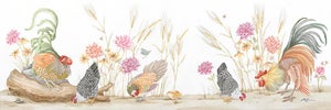 The Plot Chickens Painting-Chicken Rooster Farm Art