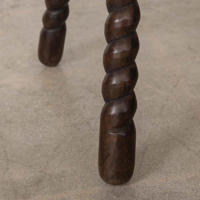 Brown 1950s Tall French Wood Tripod Stool For Sale - Image 8 of 9