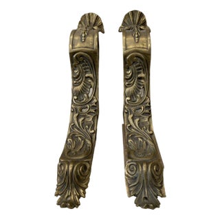 Late 19th Century Gilt Bronze Curtain Pole Holders, Set of 2 For Sale