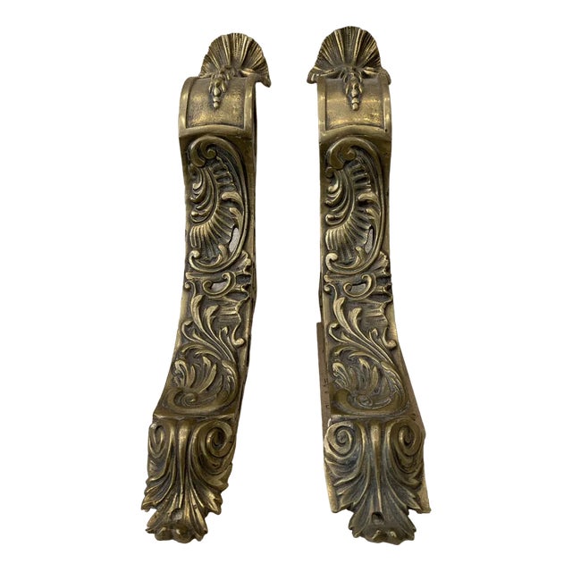Late 19th Century Gilt Bronze Curtain Pole Holders, Set of 2 For Sale