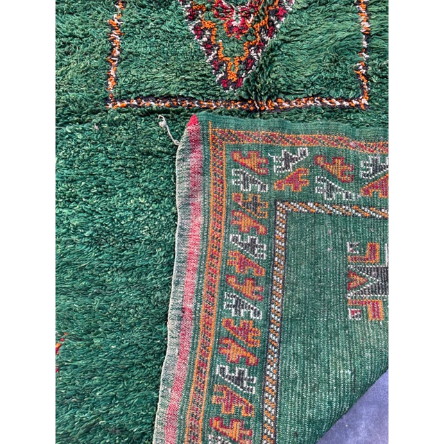 1970s Green Moroccan Area Rug - 6'9" X 12'2" Ft For Sale - Image 5 of 9