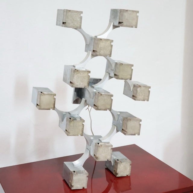 Brown Cubic 13-Light Suspension Lamp from Sciolari, 1970s For Sale - Image 8 of 18