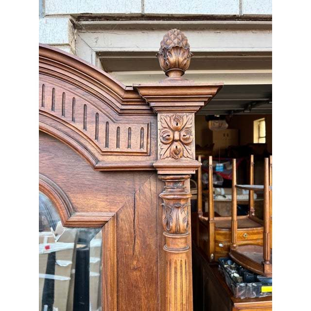 French 19th Century Louis XIII Walnut Château Wall Mirror For Sale - Image 6 of 12