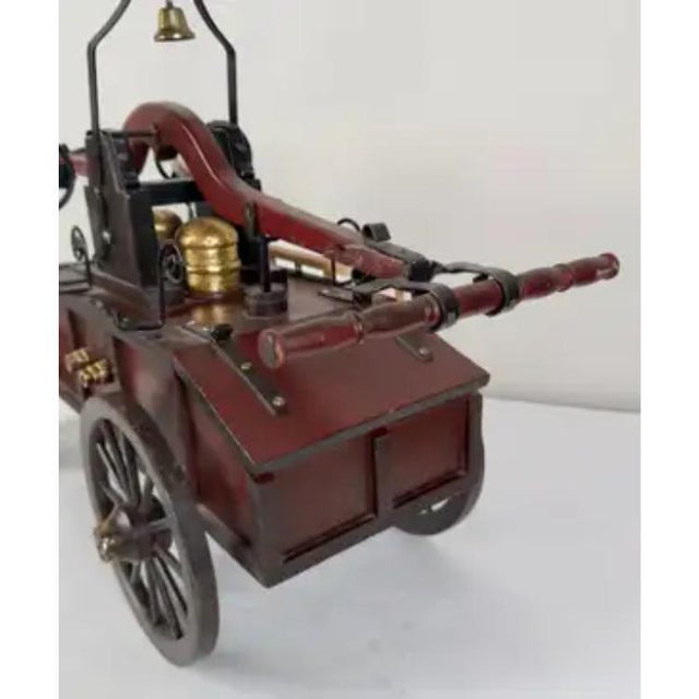 Brown 19th C Antique Iron & Wood Fire Engine Large Model or Sculpture For Sale - Image 8 of 13