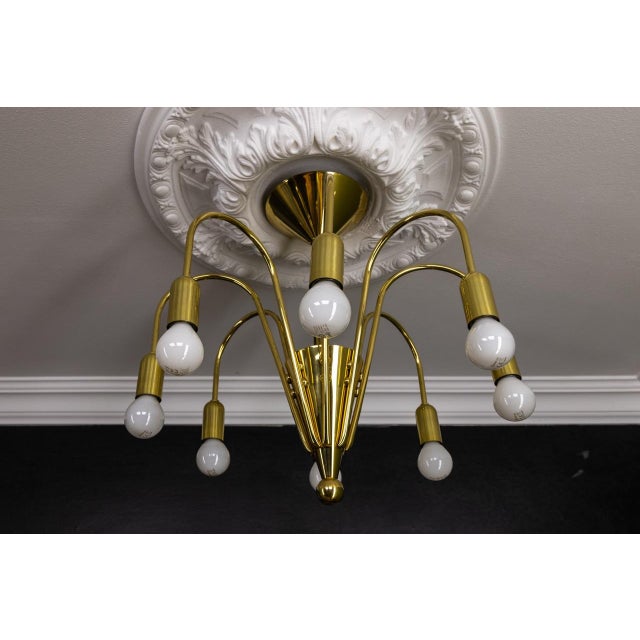 Mid-Century Modern Brass Eight-Light Sputnik Chandelier by Tz Leuchten, Germany, 1970s For Sale - Image 10 of 18