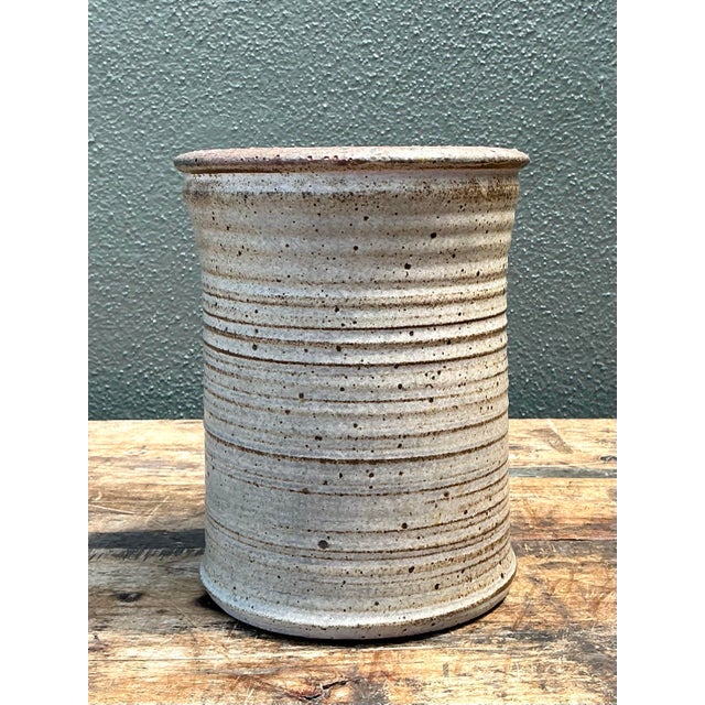 Vintage Original Studio Pottery Ribbed Vase For Sale - Image 9 of 12