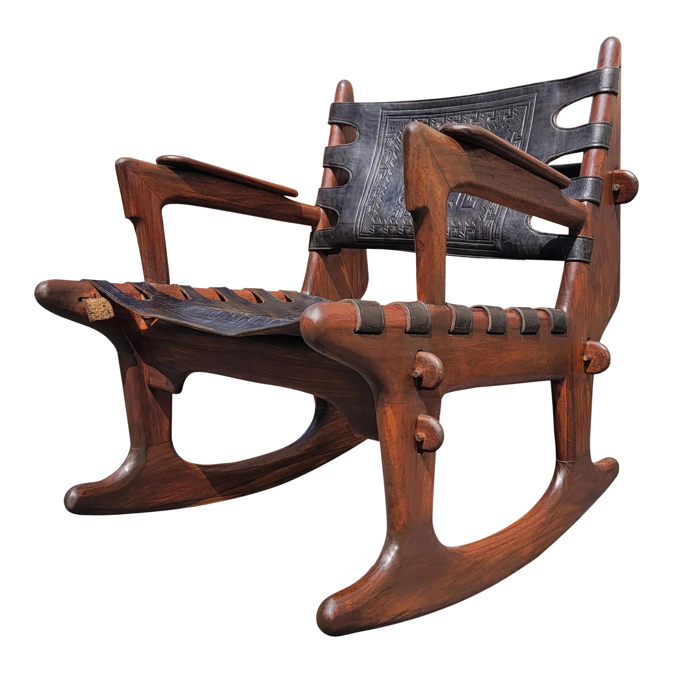 An Ecuadorian Mid-Century Modern Safari Rocking Chair by Angel