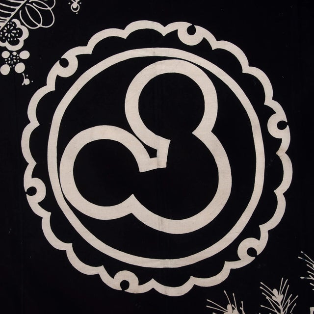 Japanese Vintage Japanese Indigo Folk Kamon Textile For Sale - Image 3 of 7