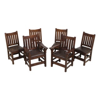 Set of 6 Stickley Mission Oak Dining Chairs For Sale