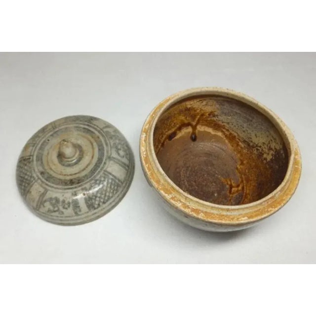 15th Century & Earlier 15th Century Thai Sawankhalok and Kalong Ceramic Covered Boxes- A Pair For Sale - Image 5 of 10
