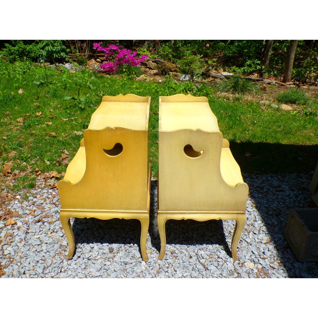 Vintage Pair French Provincial Nightstands Shabby Chic Two Tier End Tables For Sale In Boston - Image 6 of 12