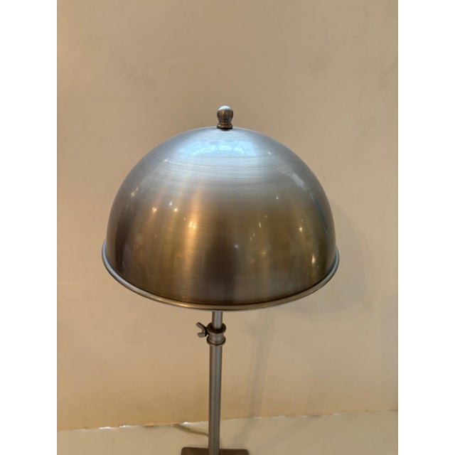 American Vintage Nickle Plated Adjustable Table Lamp with Hardwired Integral Helmet Shade For Sale - Image 3 of 17