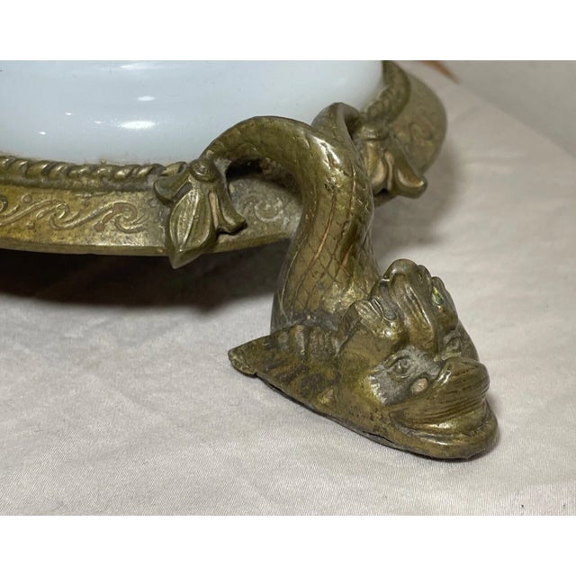 Victorian Antique 1800's Ornate Victorian Apollon Brass Milk Glass Electrified Oil Lamp For Sale - Image 3 of 13