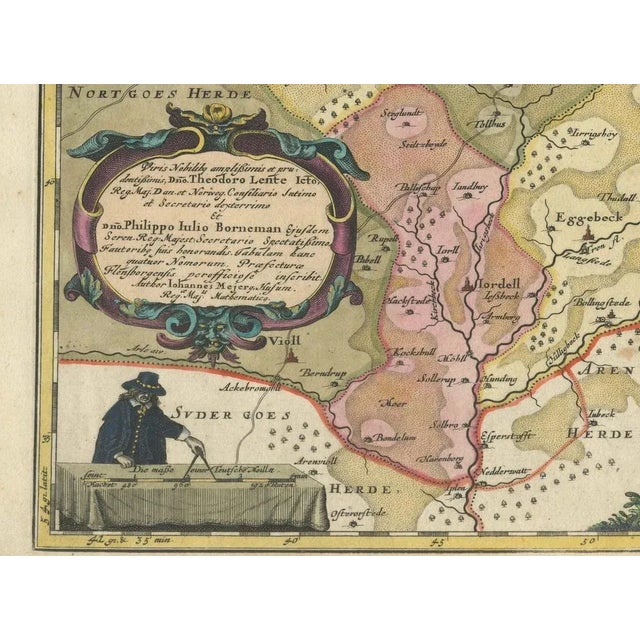 Cartographic Depiction of Flensburg and Surrounding Territories, 1648 For Sale - Image 3 of 10