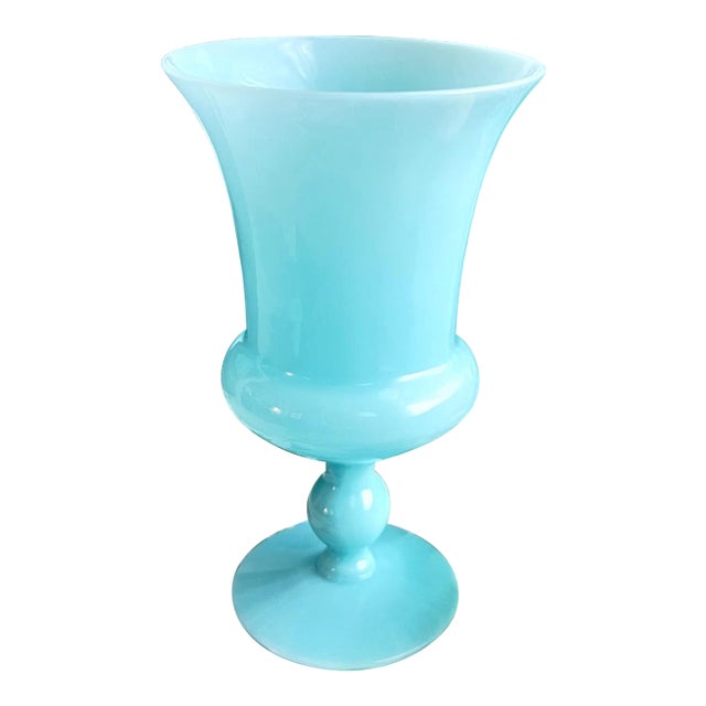 Late 20th Century Tiffany Blue Opaline Glass Vase Chairish