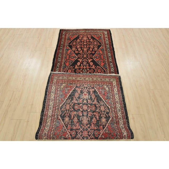 Hamedan Runner 3'6'' X 10' Black Wool Vintage Tribal Hand-Knotted Oriental Rug For Sale - Image 14 of 15