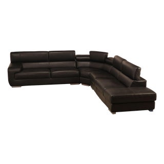 Italian Homes Contemporary Black Leather Sectional Sofa For Sale