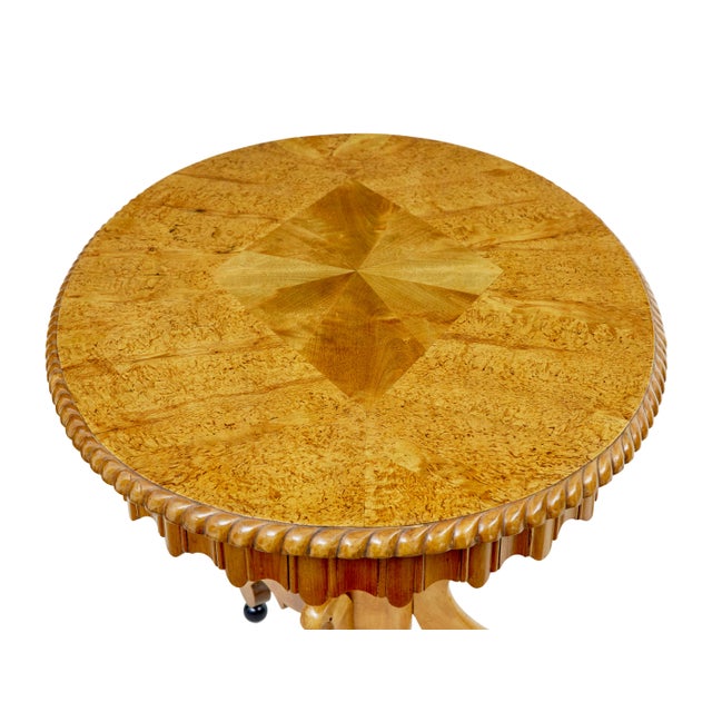 19th Century Swedish Oval Burr Birch Occasional Table, 1870 For Sale - Image 4 of 9