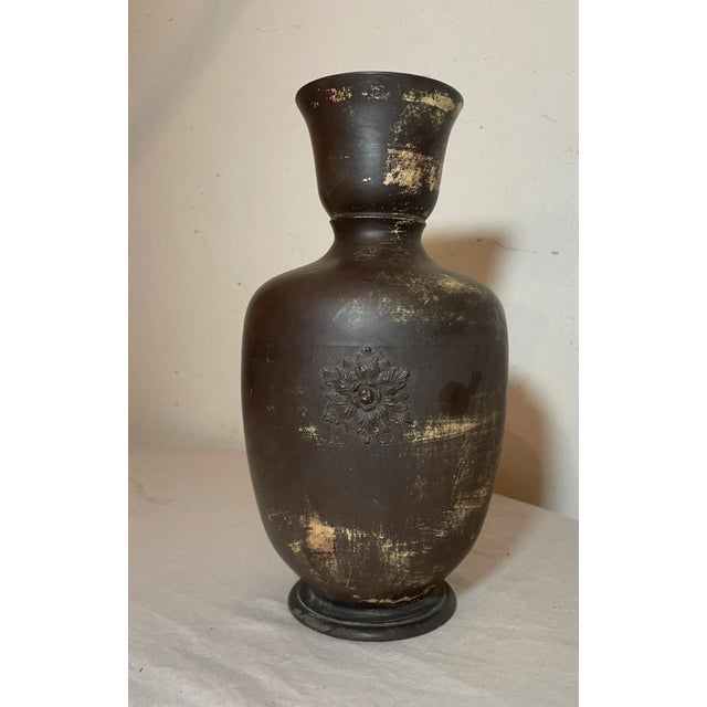 Ceramic Antique 19th Century Pottery Terracotta FGW Ferdinand Gerbing Brown Relief Vase For Sale - Image 7 of 10