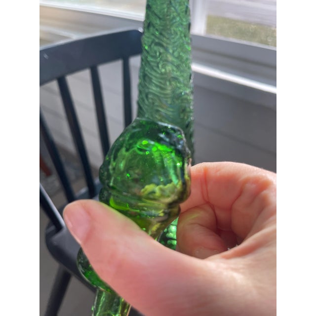 Empoli Mid 20th Century Empoli Green Wave Pattern Decanter For Sale - Image 4 of 10