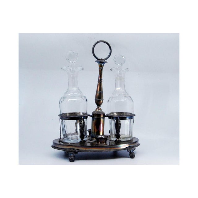 Cruet with Silver Structure with Palms, in Very Good conditions. Designed before 1890 This piece has an attribution mark,...