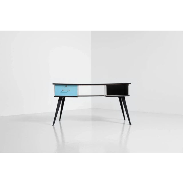 Nice Industrial desk designed by Willy Van Der Meeren and manufactured by Tubax, Belgium 1955. This typical fifties...