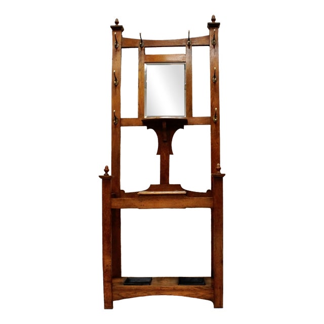 Antique Arts and Crafts Oak Hall Stand, 1880 For Sale
