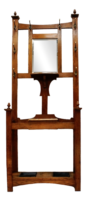 Antique Arts and Crafts Oak Hall Stand, 1880