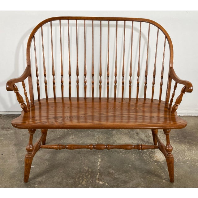 Vintage Hitchcock Windsor Style Rounded Back Wood Bench Chairish