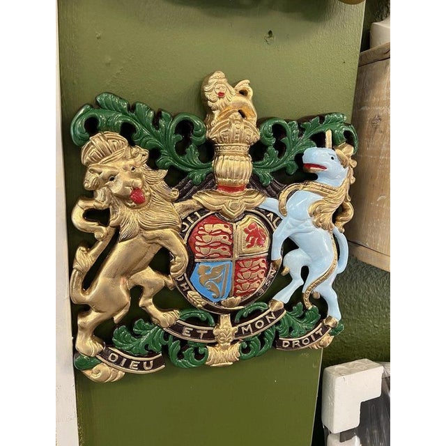 British Royal Coat of Arms Cast Metal Wall Plaque For Sale - Image 17 of 18