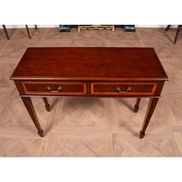 Traditional Mahogany Banded Console Table For Sale - Image 3 of 12