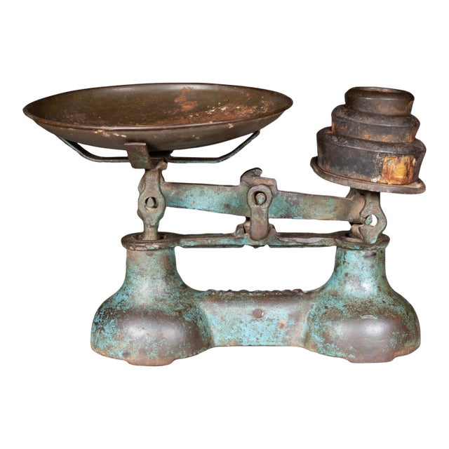 Antique Cast Iron Pharmacy Scale & Weights c.1890-1930 For Sale