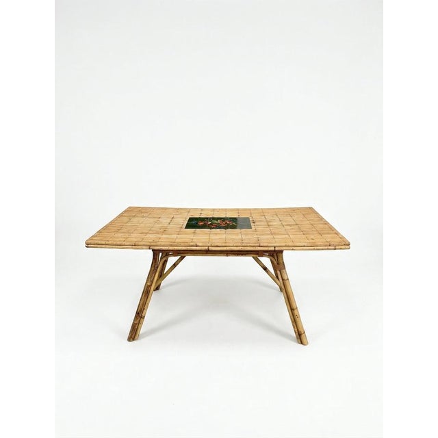 Bamboo and Rattan Dining Table by Audoux Minet, 1950s For Sale - Image 14 of 14