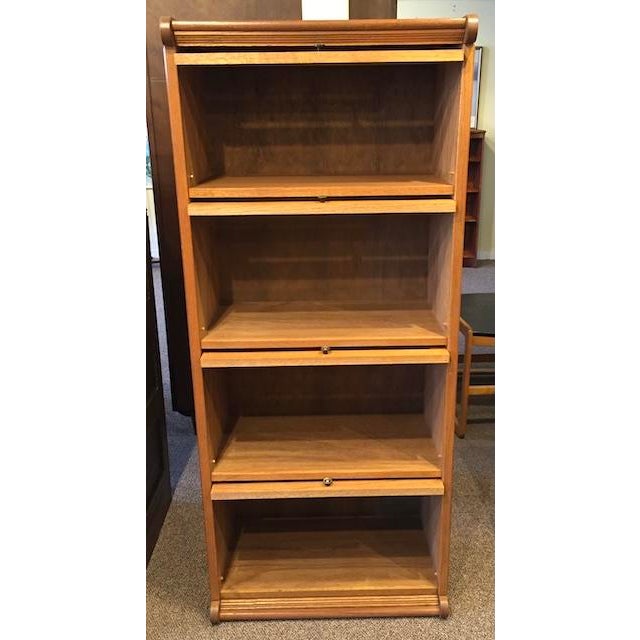 2000 - 2009 Lawyers Oak Bookcase/Storage Tall Cabinet With Retractable Glass Feature For Sale - Image 5 of 12