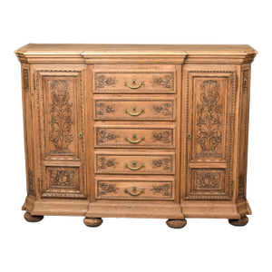 Early 20th Century English Bleached and Carved Oak Cabinet
