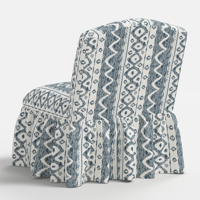 Ashburn Ruffle Slipper Chair in Linny Ikat Slate For Sale In Chicago - Image 6 of 7
