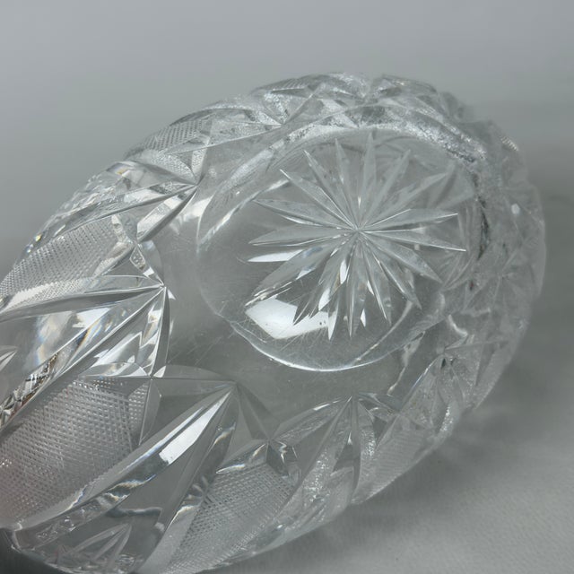 Bohemian Oval Crystal Centerpiece Vase, 1960s For Sale - Image 6 of 11
