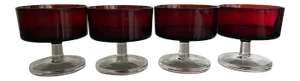 Vintage Ruby Red Champagne Glasses From France- Set of 4