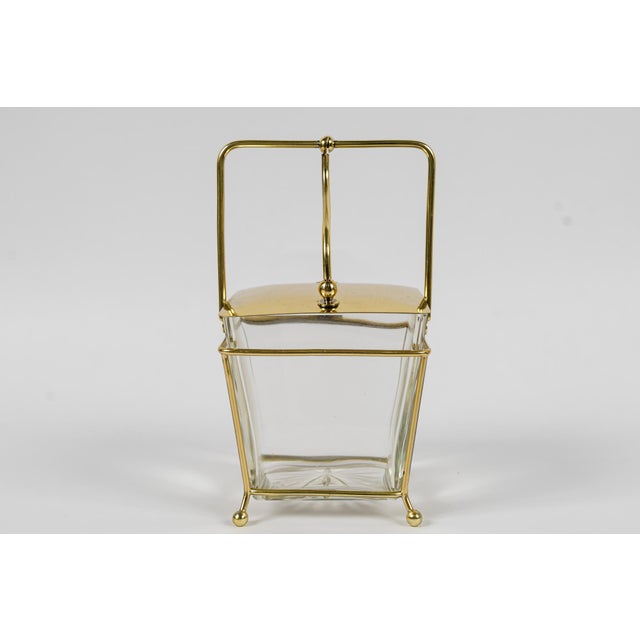 Art Deco Sugar Bowl with Original Glass and Brass Details, Vienna, 1920s For Sale - Image 3 of 13