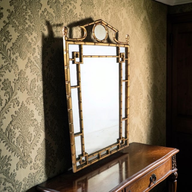 Ornamental & Decorative Materials Hollywood Regency Style Faux Bamboo Mirror C. 1970's For Sale - Image 7 of 9