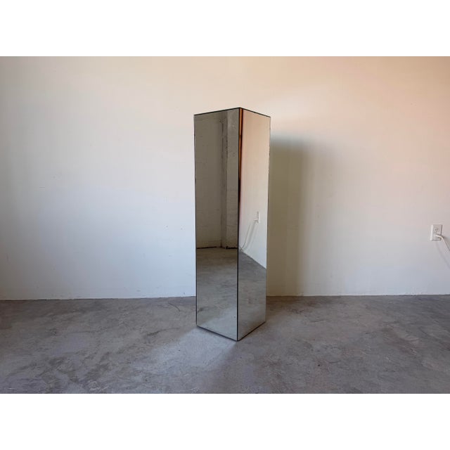 1970s Vintage Beveled Mirror Cube Pedestal For Sale - Image 4 of 12