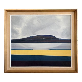 Danish Mid Century Abstract Coastal Landscape Oil Painting by Knud Horup, Circa 1950s For Sale