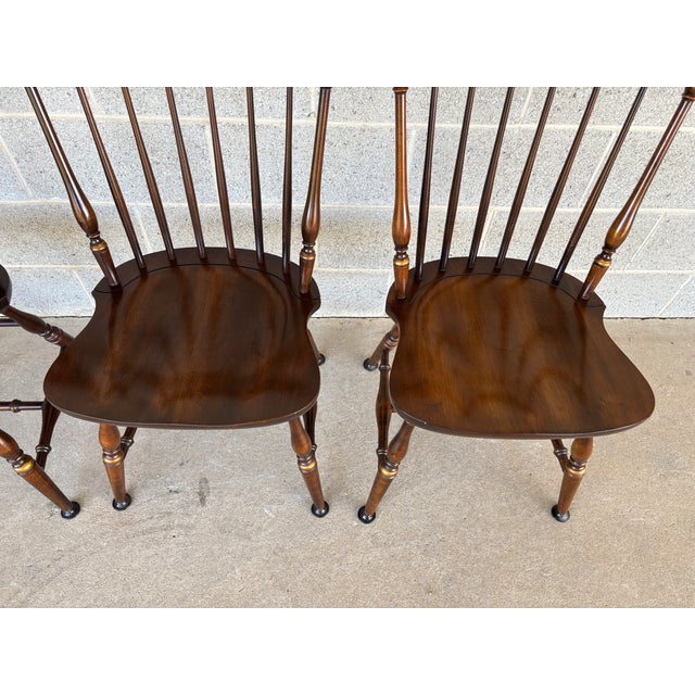 L. Hitchcock Harvest Brown Maple Fan Back Windsor Side Chairs - Set of 4 For Sale - Image 10 of 11