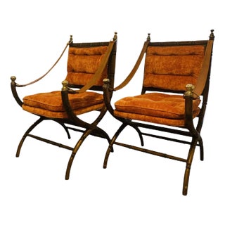 1960s Pair of Campaign Sling Chairs For Sale