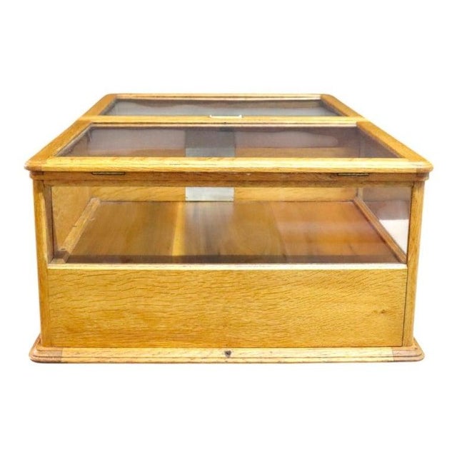 1910s Waddell Wooden Ware Works Oak Country Store Display Case & Cash Register Drawer For Sale - Image 11 of 16