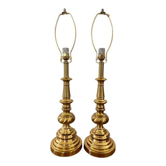 Pair of 1990s Stiffel Brass Regency Style Baluster Table Lamps For Sale