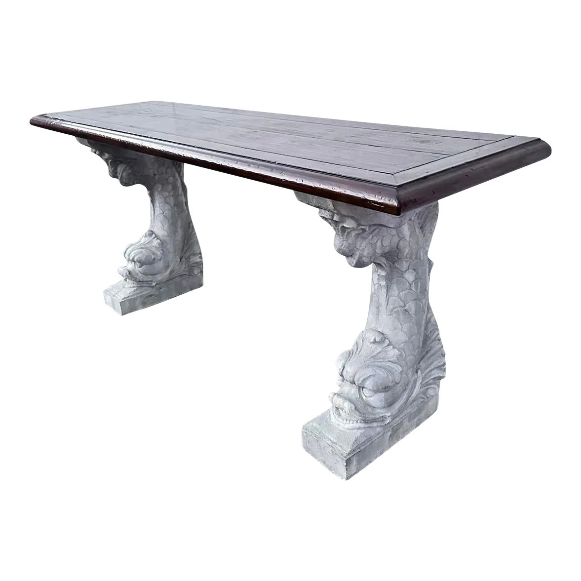 Century Furniture Stone Base Koi Fish Console Table | Chairish